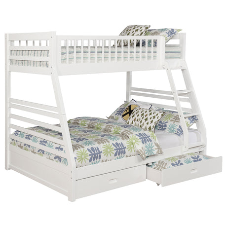 Ashton Twin over Full Bunk Bed with 2 Storage Drawers - A-Frame Pine in White, Cappuccino, Navy or Grey – view 6