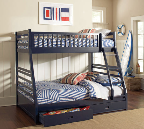 Ashton Twin over Full Bunk Bed with 2 Storage Drawers - A-Frame Pine in White, Cappuccino, Navy or Grey – view 15