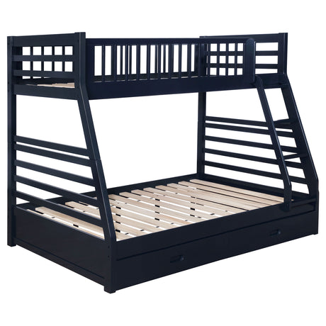Ashton Twin over Full Bunk Bed with 2 Storage Drawers - Navy Blue