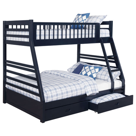 Ashton Twin over Full Bunk Bed with 2 Storage Drawers - A-Frame Pine in White, Cappuccino, Navy or Grey – view 16