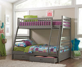 Ashton Twin over Full Bunk Bed with 2 Storage Drawers - A-Frame Pine in White, Cappuccino, Navy or Grey – view 20