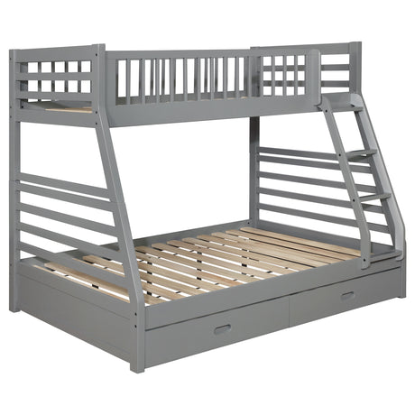 Ashton Twin over Full Bunk Bed with 2 Storage Drawers - Grey