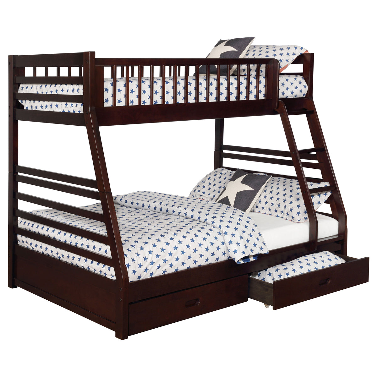 Ashton Twin over Full Bunk Bed with 2 Storage Drawers - A-Frame Pine in White, Cappuccino, Navy or Grey – view 11