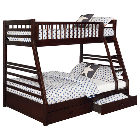Ashton Twin over Full Bunk Bed with 2 Storage Drawers - A-Frame Pine in White, Cappuccino, Navy or Grey – view 11