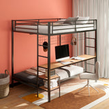 Bettoni Full Over Twin Workstation Bunk Bed with Built-In Desk - Metal in Matte Black or Matte White – view 1