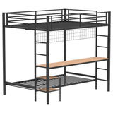 Bettoni Full Over Twin Workstation Bunk Bed with Built-In Desk - Matte Black