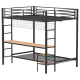 Bettoni Full Over Twin Workstation Bunk Bed with Built-In Desk - Metal in Matte Black or Matte White – view 6