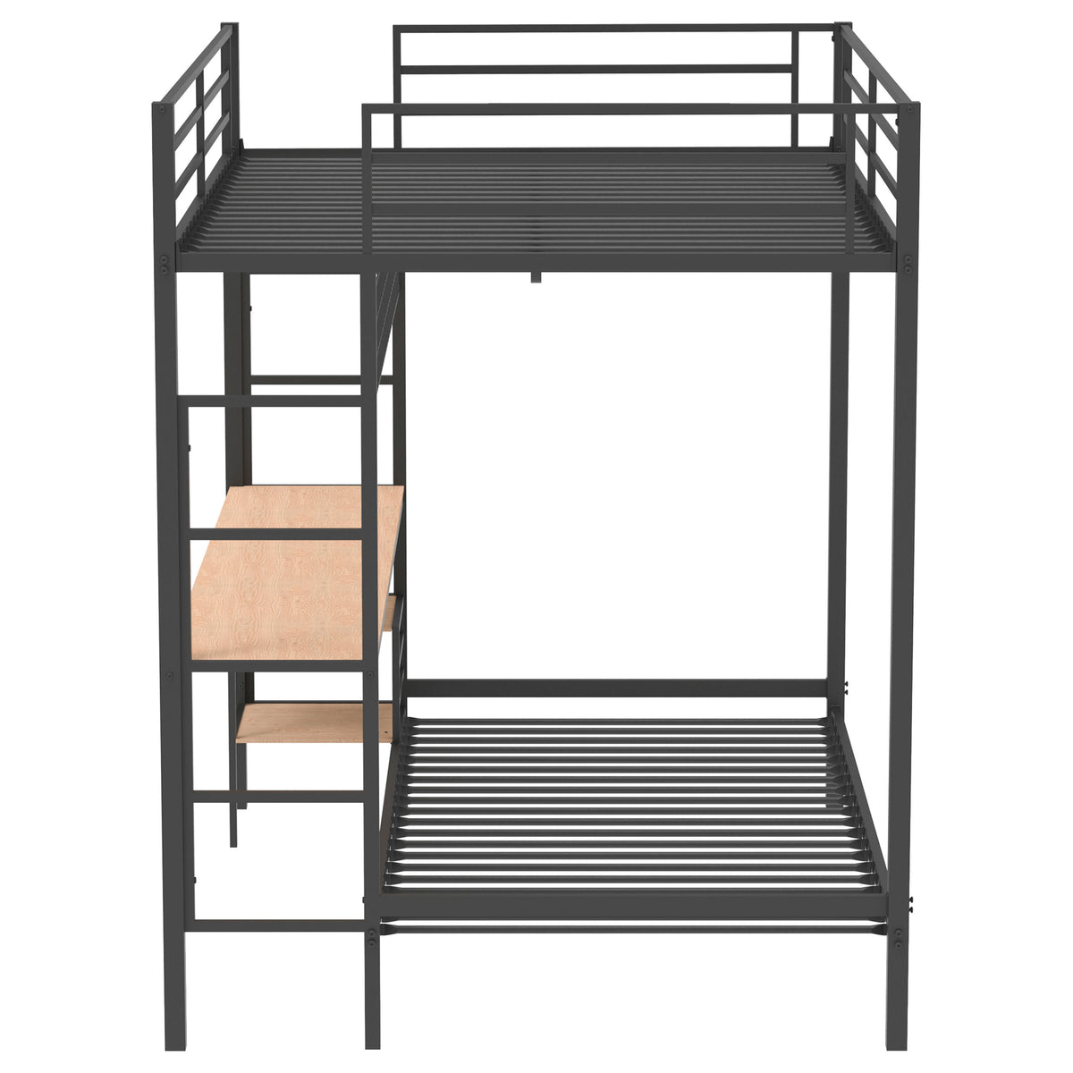 Bettoni Full Over Twin Workstation Bunk Bed with Built-In Desk - Metal in Matte Black or Matte White – view 7