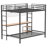Bettoni Full Over Twin Workstation Bunk Bed with Built-In Desk - Metal in Matte Black or Matte White – view 8