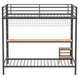 Bettoni Full Over Twin Workstation Bunk Bed with Built-In Desk - Metal in Matte Black or Matte White – view 9