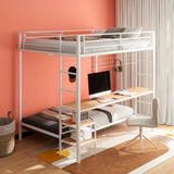 Bettoni Full Over Twin Workstation Bunk Bed with Built-In Desk - Metal in Matte Black or Matte White – view 2
