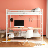Bettoni Full Over Twin Workstation Bunk Bed with Built-In Desk - Metal in Matte Black or Matte White – view 12