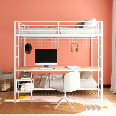 Bettoni Full Over Twin Workstation Bunk Bed with Built-In Desk - Metal in Matte Black or Matte White – view 12