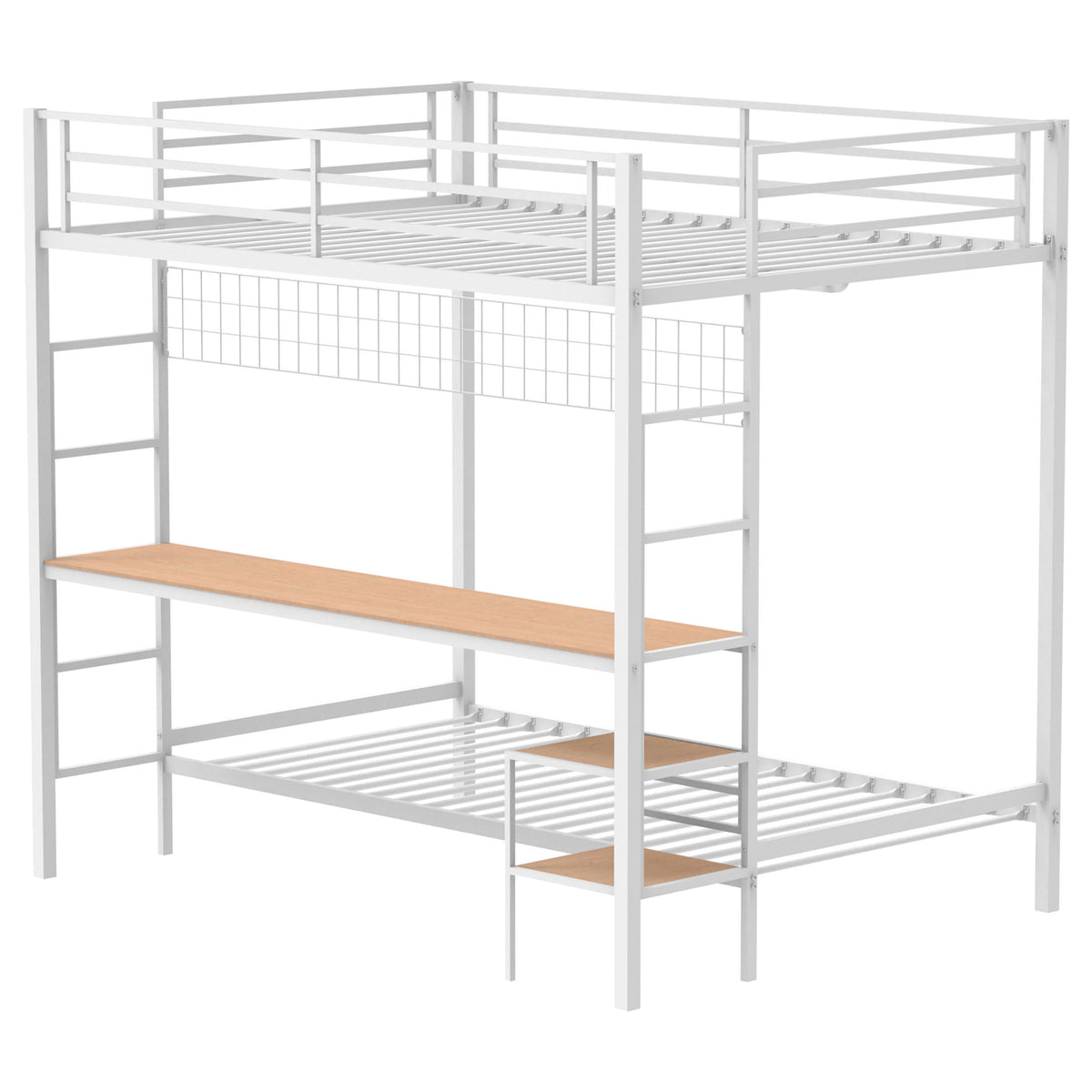 Bettoni Full Over Twin Workstation Bunk Bed with Built-In Desk - Metal in Matte Black or Matte White – view 13