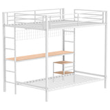 Bettoni Full Over Twin Workstation Bunk Bed with Built-In Desk - Metal in Matte Black or Matte White – view 15