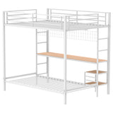 Bettoni Full Over Twin Workstation Bunk Bed with Built-In Desk - Metal in Matte Black or Matte White – view 17