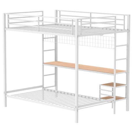 Bettoni Full Over Twin Workstation Bunk Bed with Built-In Desk - Metal in Matte Black or Matte White – view 17