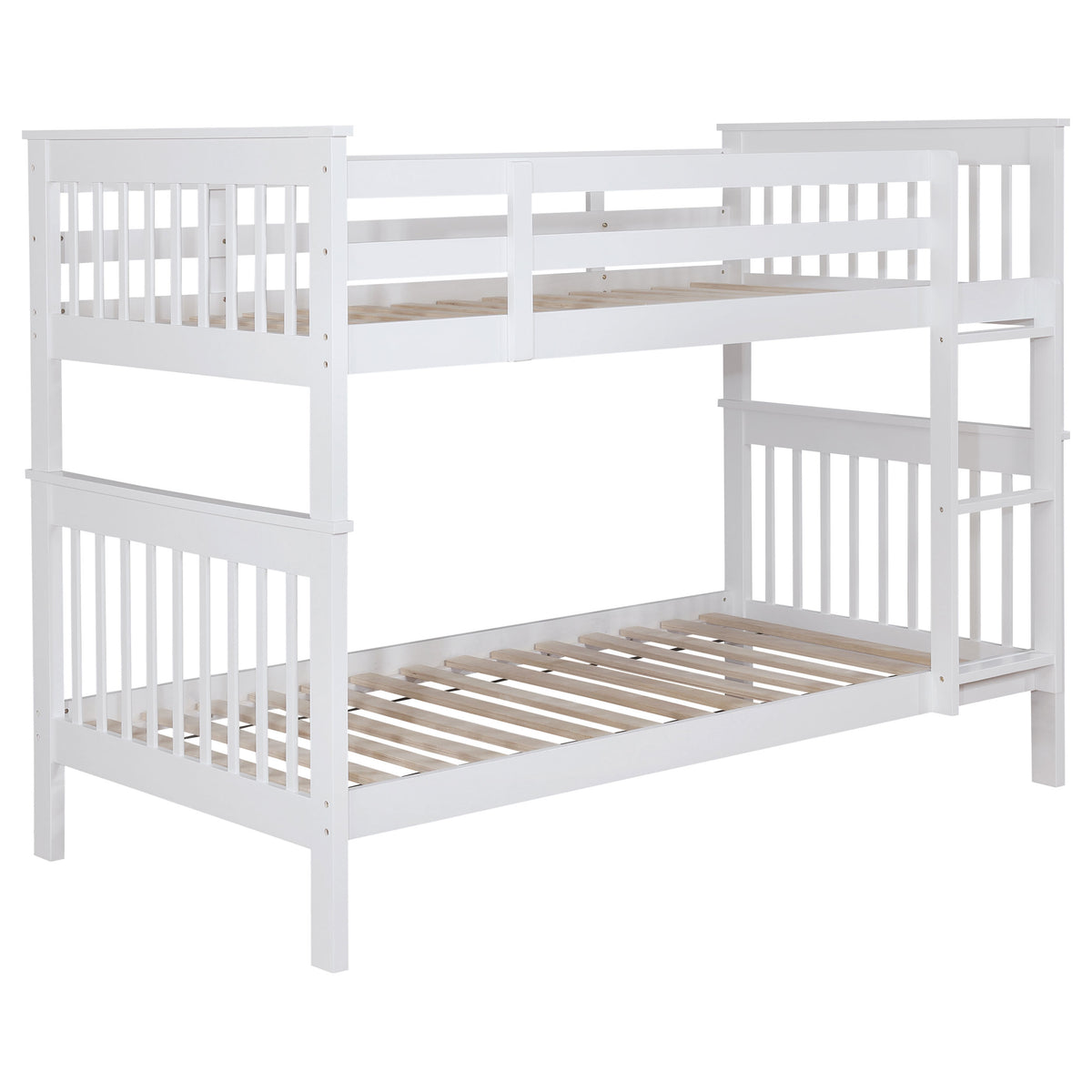 Chapman Twin Over Twin Bunk Bed - Solid Pine in White, Separable, with Optional Mattresses – view 9