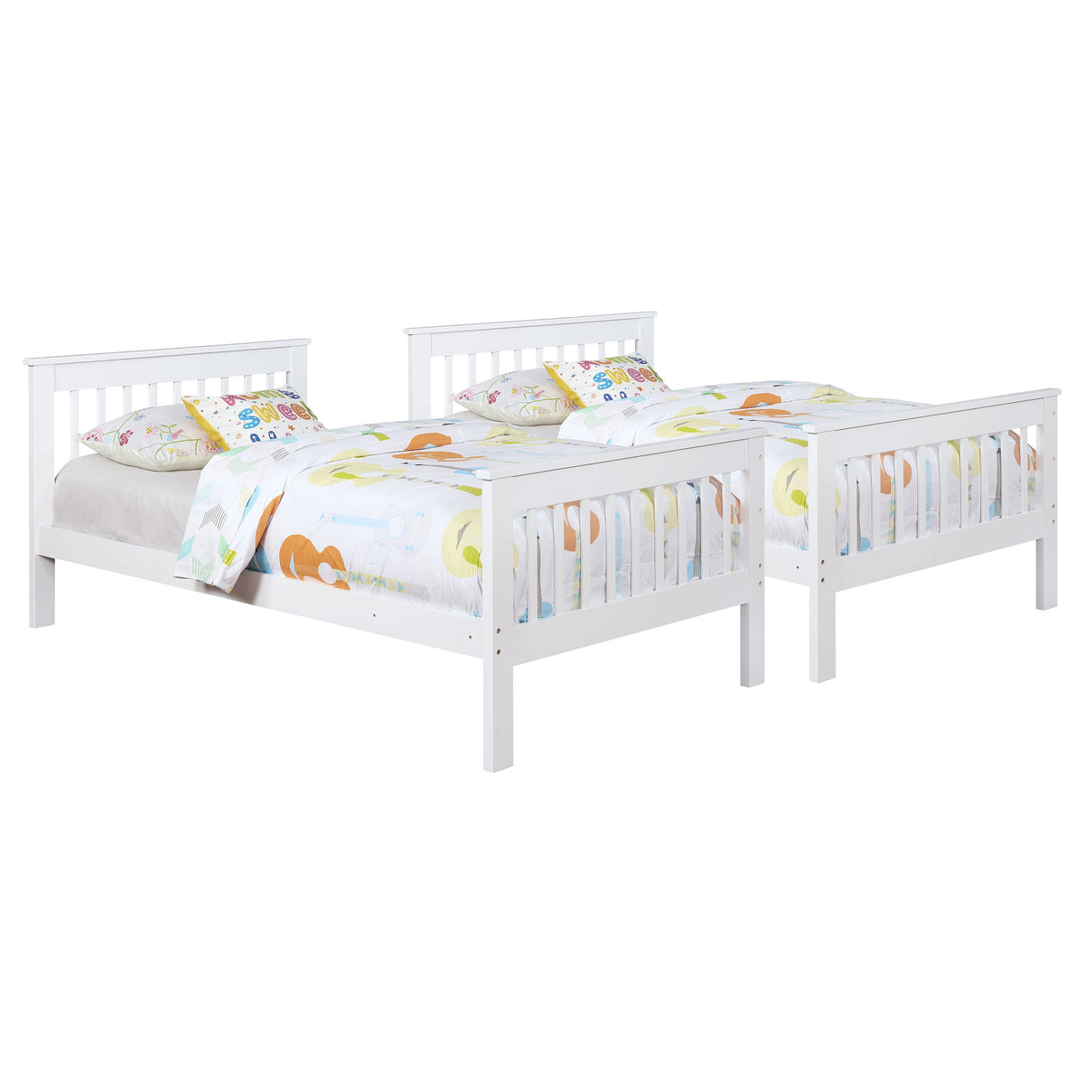 Chapman Twin Over Twin Bunk Bed - Solid Pine in White, Separable, with Optional Mattresses – view 5