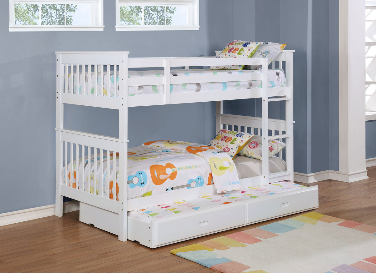 Chapman Twin Over Twin Bunk Bed - Solid Pine in White, Separable, with Optional Mattresses – view 7