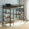 Campus Metal Twin Workstation Loft Bed with Desk & 3 Shelves - Matte Black or Matte White – view 1