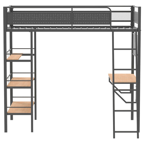 Campus Metal Twin Workstation Loft Bed with Desk & 3 Shelves - Matte Black or Matte White – view 5