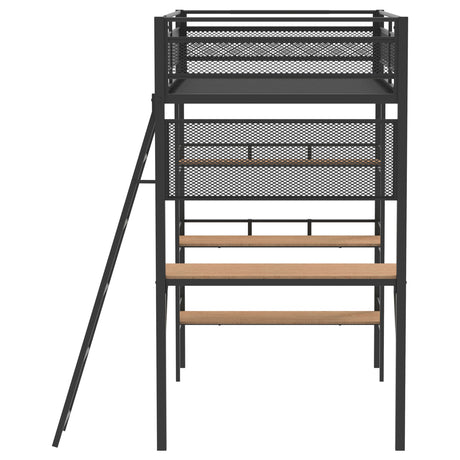 Campus Metal Twin Workstation Loft Bed with Desk & 3 Shelves - Matte Black or Matte White – view 7