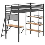 Campus Metal Twin Workstation Loft Bed with Desk & 3 Shelves - Matte Black or Matte White – view 8