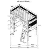 Campus Metal Twin Workstation Loft Bed with Desk & 3 Shelves - Matte Black or Matte White – view 9