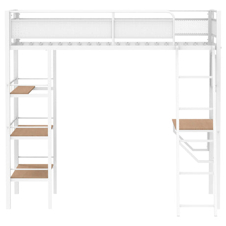 Campus Metal Twin Workstation Loft Bed with Desk & 3 Shelves - Matte Black or Matte White – view 12