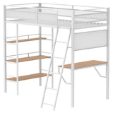 Campus Metal Twin Workstation Loft Bed with Desk & 3 Shelves - Matte Black or Matte White – view 13