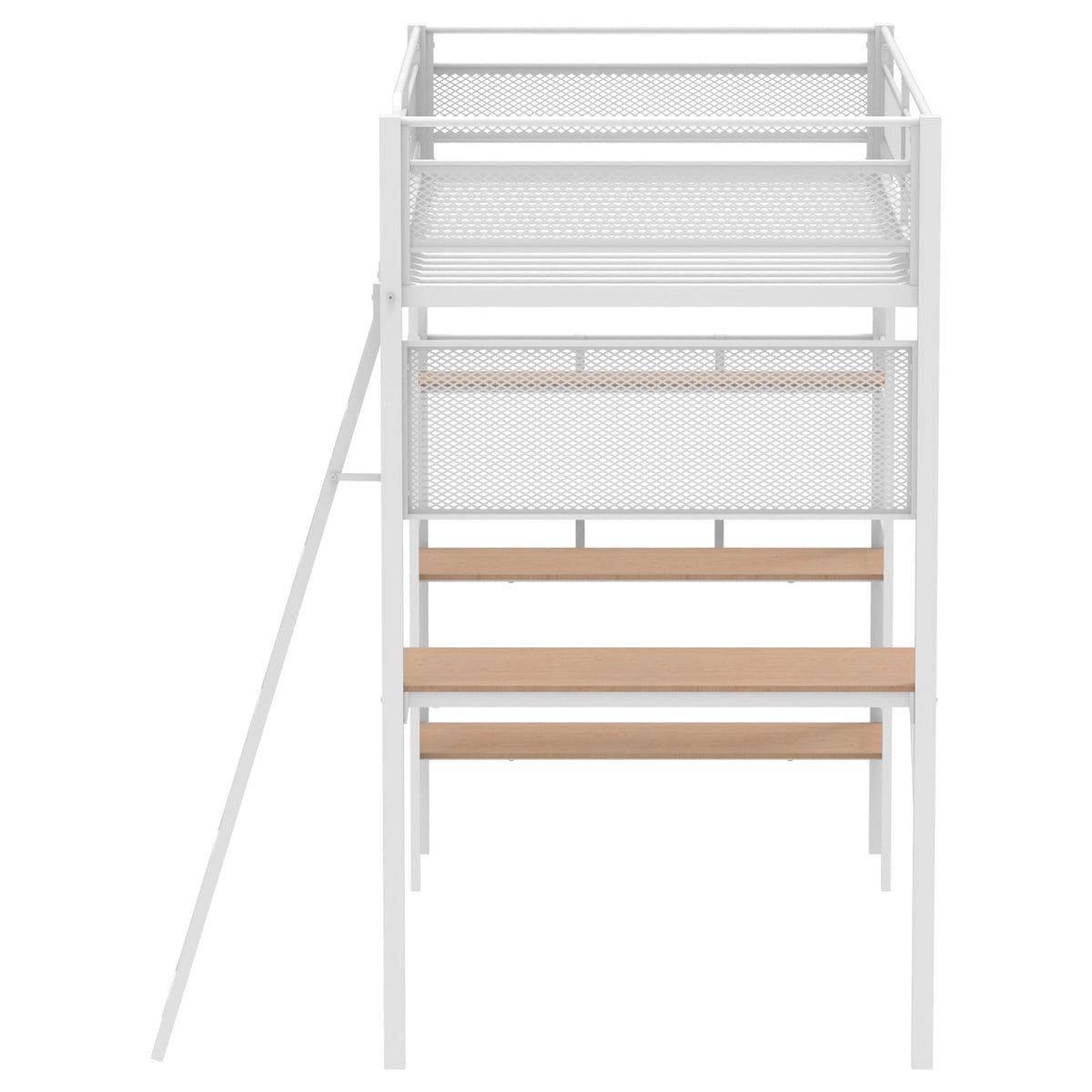 Campus Metal Twin Workstation Loft Bed with Desk & 3 Shelves - Matte Black or Matte White – view 14