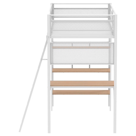 Campus Metal Twin Workstation Loft Bed with Desk & 3 Shelves - Matte Black or Matte White – view 14