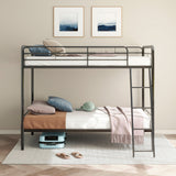 Carson Metal Twin Over Twin Bunk Bed - Full-Length Guardrails & Built-In Ladder in Glossy Black or Silver – view 4