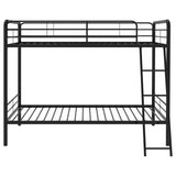 Carson Metal Twin Over Twin Bunk Bed - Full-Length Guardrails & Built-In Ladder in Glossy Black or Silver – view 5