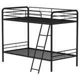 Carson Metal Twin Over Twin Bunk Bed - Full-Length Guardrails & Built-In Ladder in Glossy Black or Silver – view 6