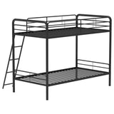 Carson Metal Twin Over Twin Bunk Bed - Full-Length Guardrails & Built-In Ladder in Glossy Black or Silver – view 8
