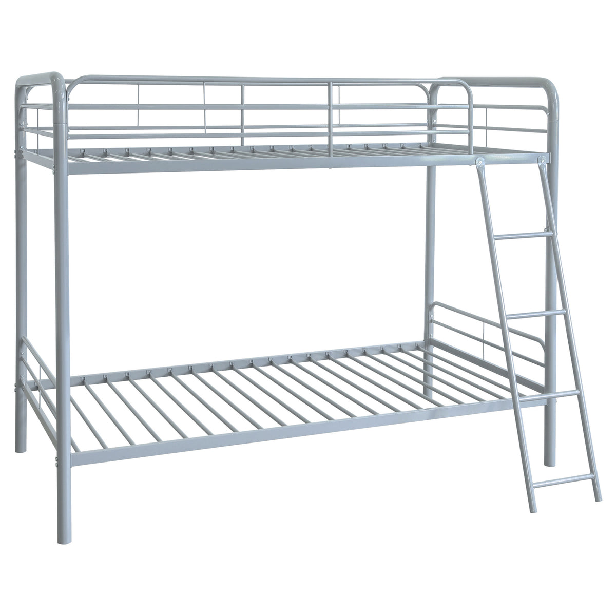 Carson Metal Twin Over Twin Bunk Bed - Glossy Silver