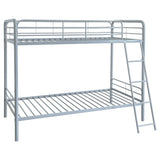 Carson Metal Twin Over Twin Bunk Bed - Glossy Silver