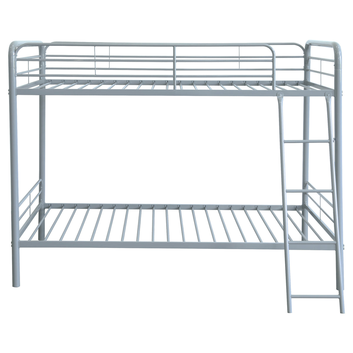 Carson Metal Twin Over Twin Bunk Bed - Full-Length Guardrails & Built-In Ladder in Glossy Black or Silver – view 13