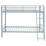 Carson Metal Twin Over Twin Bunk Bed - Full-Length Guardrails & Built-In Ladder in Glossy Black or Silver – view 13