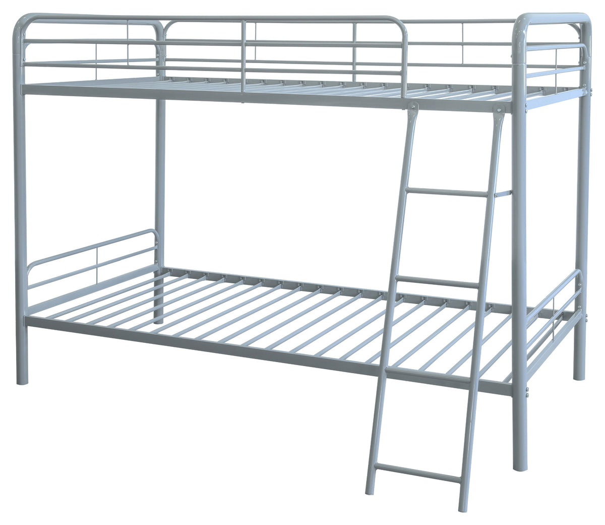 Carson Metal Twin Over Twin Bunk Bed - Full-Length Guardrails & Built-In Ladder in Glossy Black or Silver – view 14