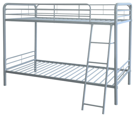 Carson Metal Twin Over Twin Bunk Bed - Full-Length Guardrails & Built-In Ladder in Glossy Black or Silver – view 14