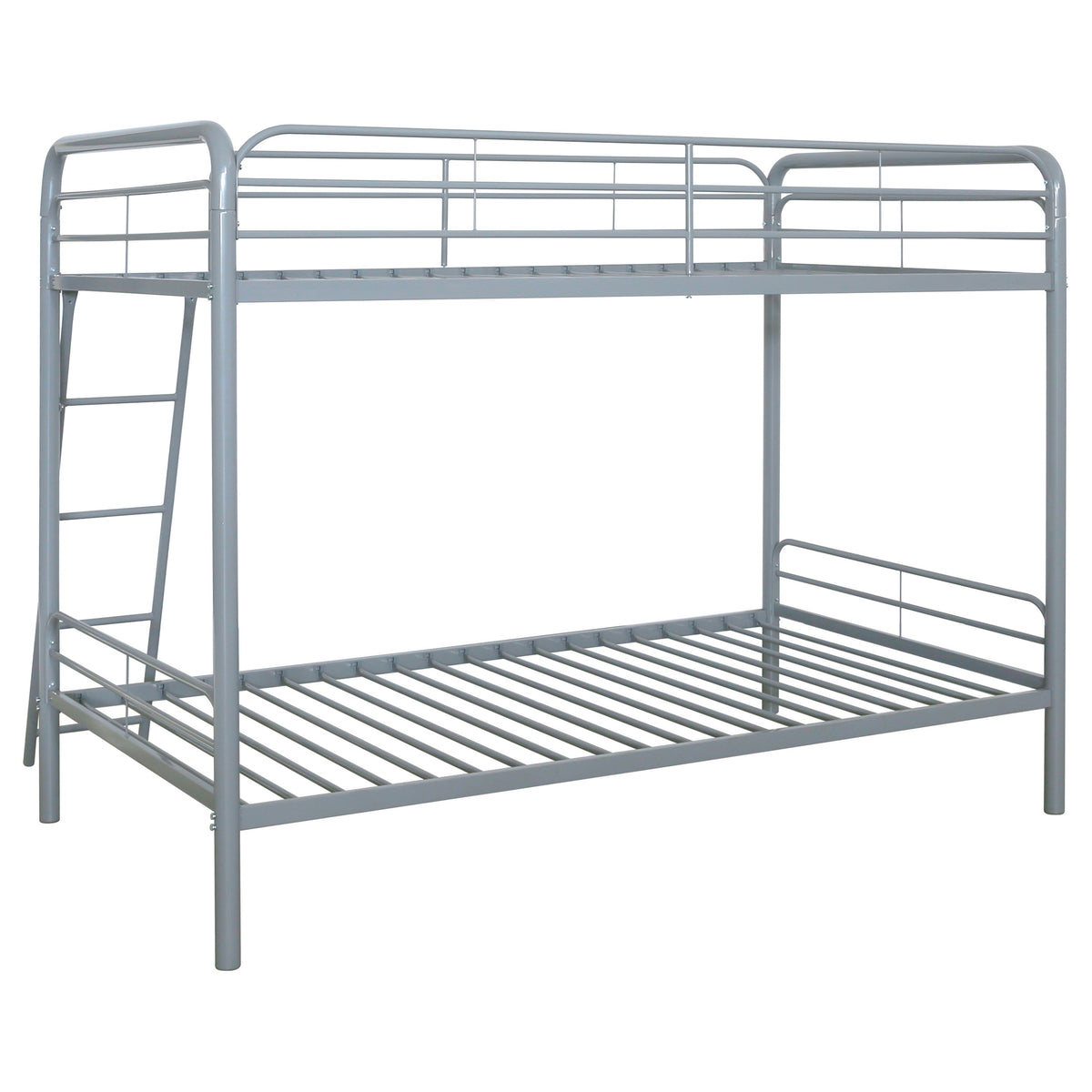Carson Metal Twin Over Twin Bunk Bed - Full-Length Guardrails & Built-In Ladder in Glossy Black or Silver – view 16