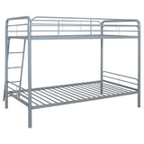 Carson Metal Twin Over Twin Bunk Bed - Full-Length Guardrails & Built-In Ladder in Glossy Black or Silver – view 16