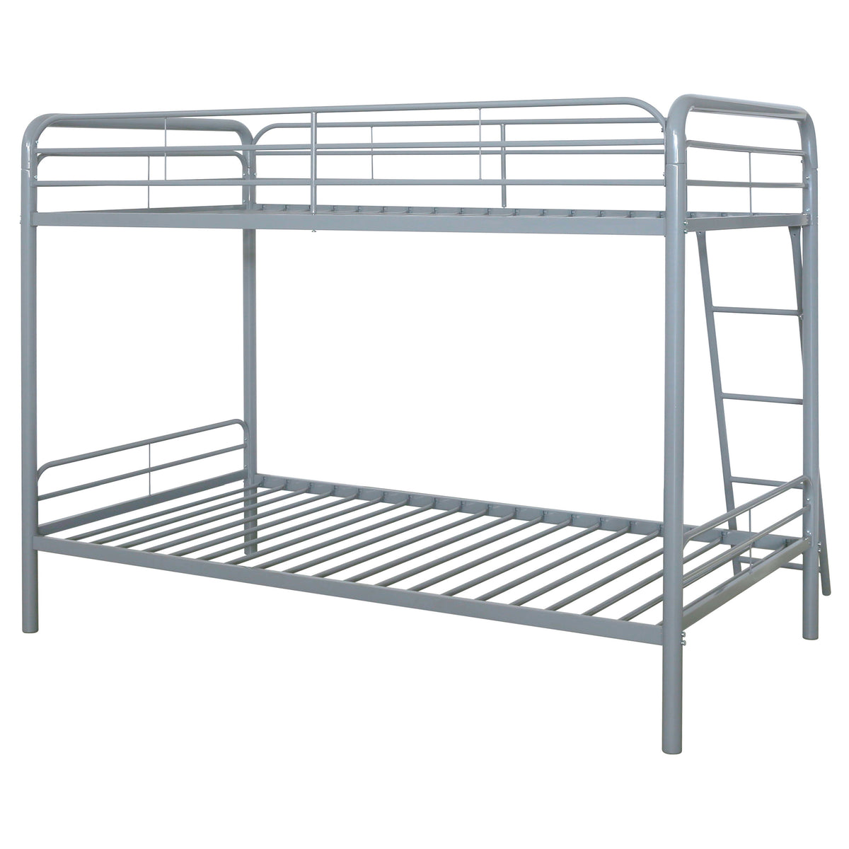 Carson Metal Twin Over Twin Bunk Bed - Full-Length Guardrails & Built-In Ladder in Glossy Black or Silver – view 17