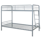 Carson Metal Twin Over Twin Bunk Bed - Full-Length Guardrails & Built-In Ladder in Glossy Black or Silver – view 17
