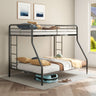 Carson Metal Twin over Full Bunk Bed with Guardrails & Ladders - Glossy Black or Silver – view 1