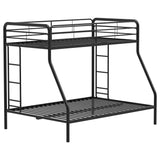 Carson Metal Twin over Full Bunk Bed with Guardrails & Ladders - Glossy Black