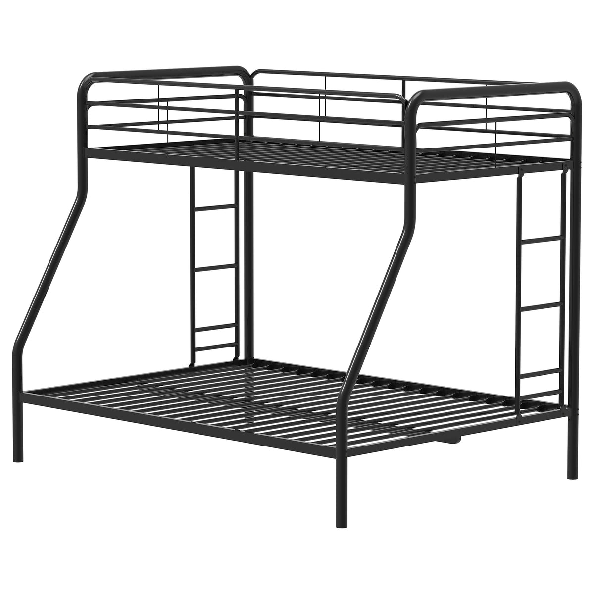 Carson Metal Twin over Full Bunk Bed with Guardrails & Ladders - Glossy Black or Silver – view 7